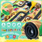 Kids 5x7 Ft Construction Site Play Rug, Baby Play Mat, Tufted Wool & Rubber, Non-Slip, Stain & Fade Resistant, Machine Washable, Rustic Cartoon Construction Site Pattern