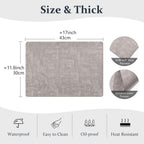 FROMHEART Faux Leather Placemats Set of 6–Waterproof,Heat/Oil Stain-Resistant PU Table Mat–Reversible,Non-Slip,Easy to Clean Place Mats for Kitchen,Dining,Indoor/Outdoor,(Light Grey,11.8" x 17")