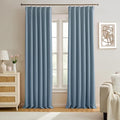 Dusty Blue Pinch Pleated Curtains 126 Inches Long Room Darkening Draperies by KEQIAOSUOCAI