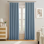 Dusty Blue Pinch Pleated Curtains 126 Inches Long Room Darkening Draperies by KEQIAOSUOCAI