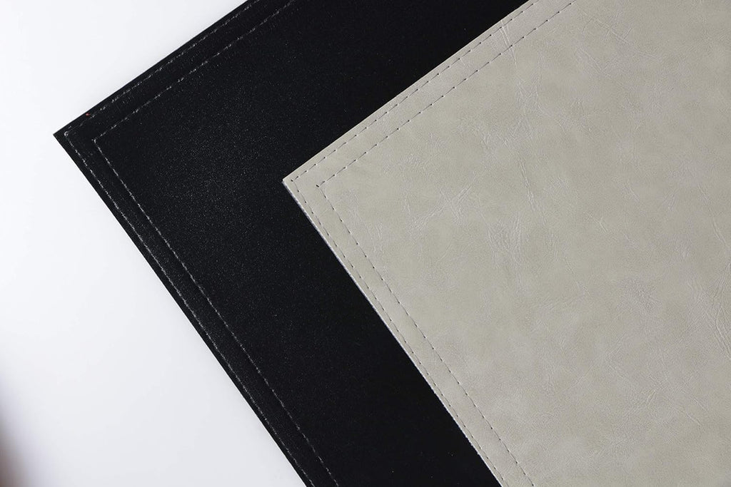 Waterproof PU Placemats,Set of 8, Faux Leather Dining Table Mat, Easy to Wipe Off Scrub Vinyl Mat, Heat & Stain Resistant for Office Conference Table, Home Decor G Parchment White