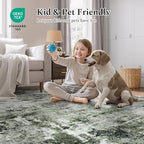 Rugflix 6x9 Area Rugs for Living Room, Washable Dark Green Large Rug | Machine - Image 5