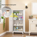 White Metal Storage Cabinet, 48" Steel Cabinets for Home Office, Kitchen Pantry Storage Cabinet with Doors and 3 Adjustable Shelves, for Office, Home, Garage, School