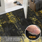 Area Rug Living Room: 5x5 Modern Washable Soft Carpet Black Gold | - Image 7