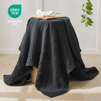 EMME Cotton Muslin Large Throw Blanket Couch Breathable Gauze Blanket Soft Lightweight Bed Blankets Adults (Black, 50"x70")