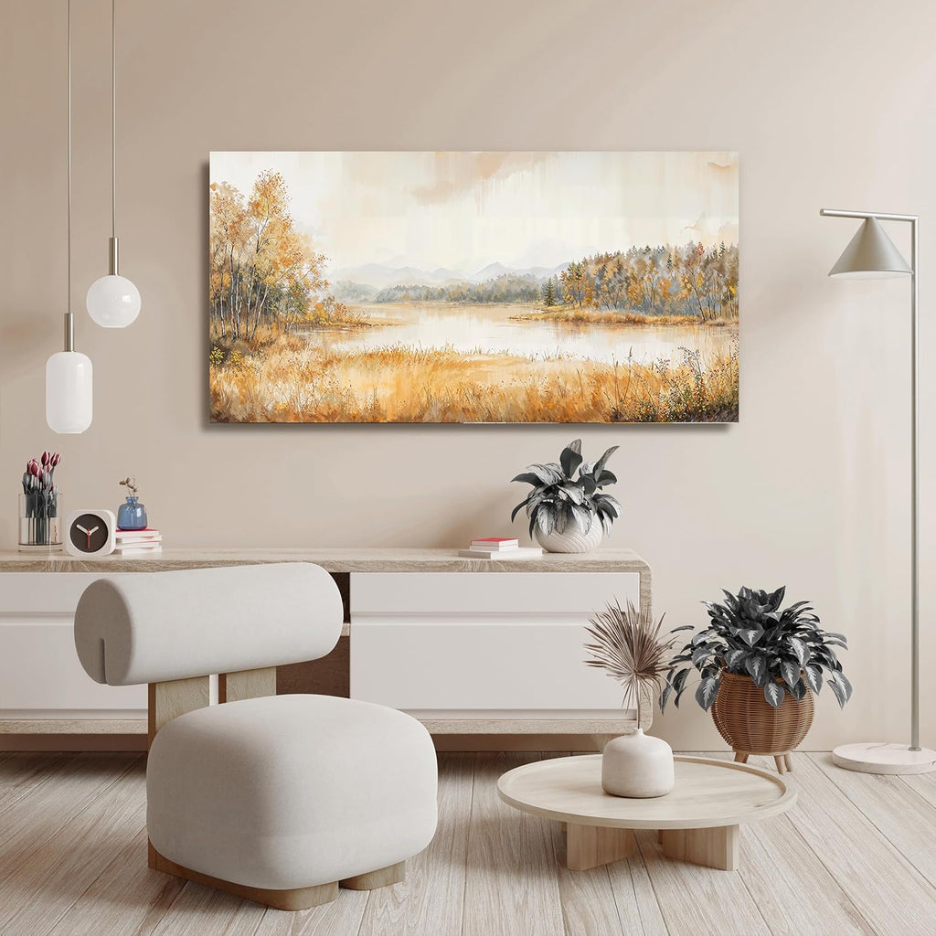 KUPTEU Canvas Wall Art Decor Wall Art Pictures for Living Room Coastal Landscape Art Prints Art Work for Wall Decor Lakeside Wall Decorations Artwork for Walls Bedroom Home Aesthetic Decor 20"X40"