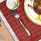 ANDSTAR Set of 8 Pcs Bamboo Placemats Natural Anti-Slip Bamboo Placemats Washable Heat-Resistant Table Mats for Dining Room and Kitchen （Red）
