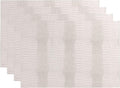 Waterproof PU Placemats, Faux Leather Hardboard Place Mats, Set of 4 Table Mats, Easy to Clean, Heat & Stain Resistant for Office Conference Table, Dining Home Decor, White