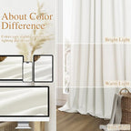 Ivory 100% Blackout Linen Curtains 100 Inch Length 2 Panels Set - Image 7