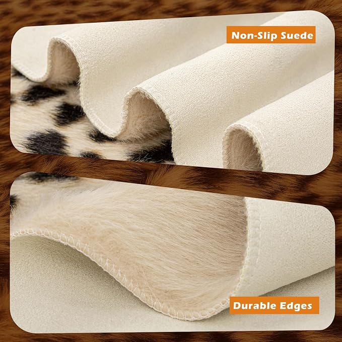 Seek4comfortable Leopard Print Rug, Cheetah Rug 4.6x5.8 Feet Faux Animal Fur - Image 7