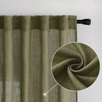 MIULEE Light Olive Green Linen Curtains 52x72 Inch Long 2 Panel - Image 2