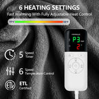 Heated Blanket Throw 50x60, Extra Plush 220GSM Flannel & Sherpa with Child Lock | 6-Level Smart Adaptive Heat & 8Hr Timer | ETL Certified Electric Blanket for Full Body Comfort