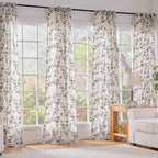 Black Vintage Floral Linen Curtains Farmhouse 38W X 84L 2 Panels | Elisa Series - Image 6
