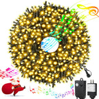 Music Motion Sensor Christmas String Lights 105ft 300 LED, Warm White Christmas Tree Light，End to End Plug In 6 Modes Christmas Lights, Waterproof for Indoor Outdoor Tree Party Yard Room Decor
