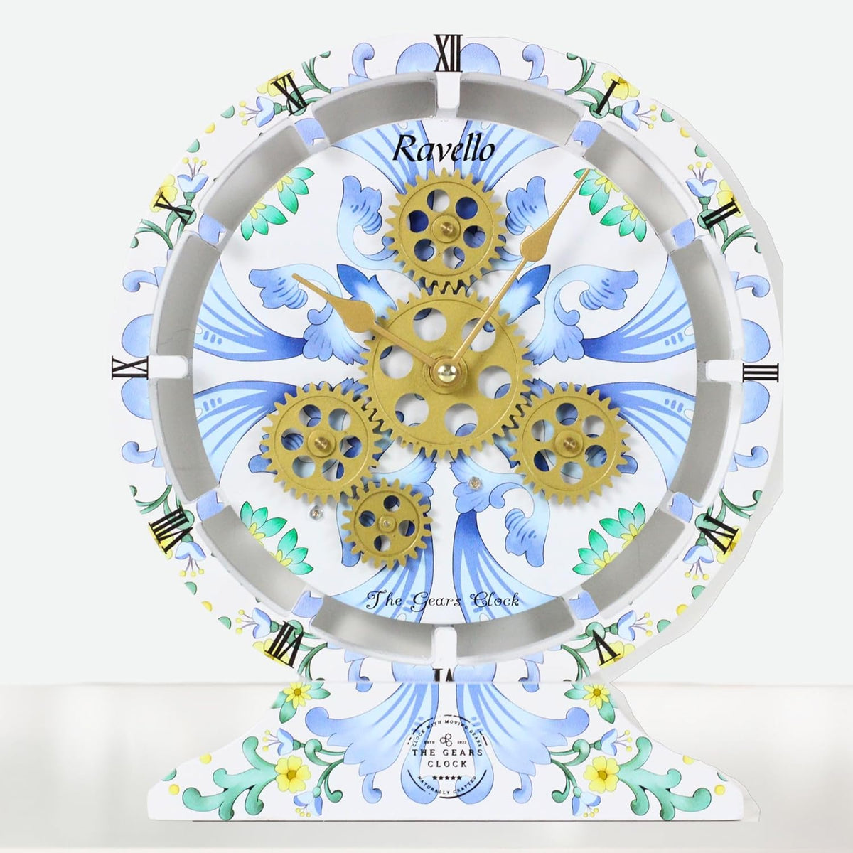 The Gears Clock Wall Clock Italy Collection with Moving Gears (Ravello, 10 inch Round)