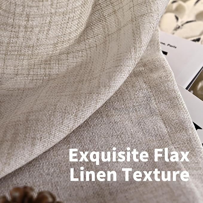 YoungsTex Linen Semi Sheer Curtains 63 Inch Length, Light Filtering Drapes | - Image 4