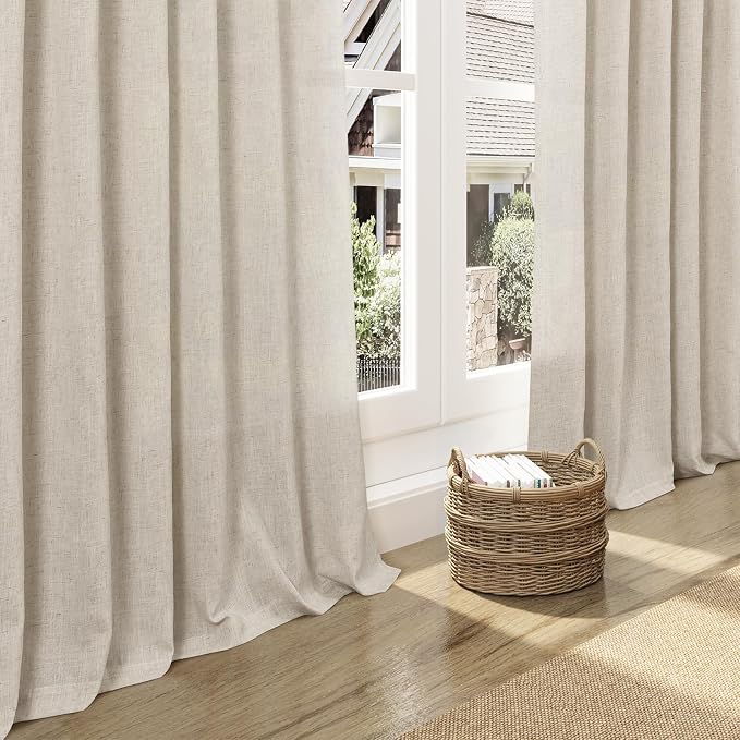 Boho Curtains 90 Inches Long for Living Room Linen Light Filtering Semi Sheer - Image 5
