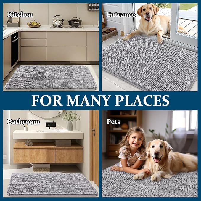 OLANLY Dog Door Mat for Muddy Paws 59x24, Super Absorbent Chenille Mud Mat | - Image 8