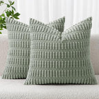 MIULEE Euro Sham Corduroy Decorative Throw Pillow Covers 22x22 Grey Green | by MIULEE