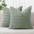 MIULEE Corduroy Decorative Throw Pillow Covers 12x12 Grey Green Pack of 2 | by MIULEE