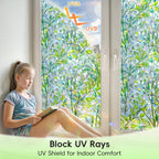 DUOFIRE Window Privacy Film Decorative Stained Glass Window Film Rainbow Foliage Windows Cling Anti UV Non-Adhesive Static Cling Reusable Colorful Windows Decal for Home 35.4×78.7 inch