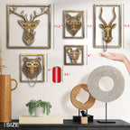 Animal Heads Wall Decor (5pcs, Includes Metal Frame) Resin Animals Sculptures Head Wall Hanging Decoration Gold vintage Wall Sculpture for Living Room Bedroom Office