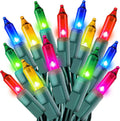 Multicolor Christmas Lights String 50FT 200 Count Incandescent Bulbs Mini Lights with Green Wire for Christmas Tree, Garland, Wedding, Party, Home, Indoor & Outdoor Festival Decoration