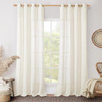 Cream Linen Sheer Curtains 84 inch by LAMIT