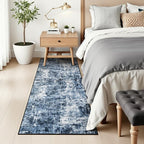 Rugflix 2x7 Runner Rug for Hallway, Washable Navy Blue Kitchen Runners | - Image 9