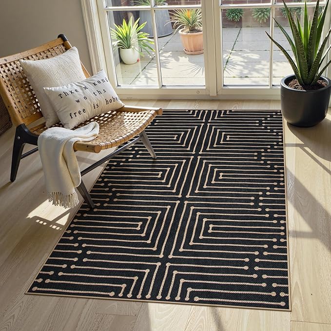 Lahome 3x5 Easy Jute Rugs for Entryway, Non Slip Stain Resistant Front Door by Lahome