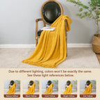 inhand Knitted Fall Throw Blanket for Couch and Bed, Knit Fall Decor Halloween Blanket with Tassel, Mustard Yellow Lightweight Decorative Farmhouse Warm Woven Blankets and Throws for Women, 60"x80"