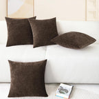 CaliTime Throw Pillow Covers Decorative 18 X 18 Inches Pack of 4 Cozy Chenille Cushion Cases for Couch Sofa Bed Living Room Home Coffee