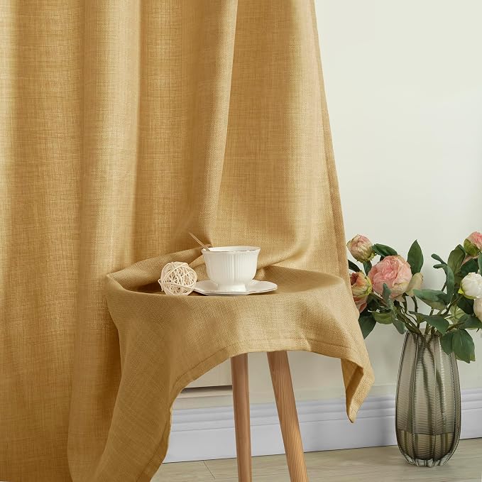 72 inch Long Linen Curtains for Bedroom 2 Panels, Caramel Brown | Light - Image 7