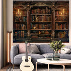 Accnicc Vintage Bookshelf Tapestry Medieval Art Book Tapestries Wall Hanging Gothic Dark Academia Retro Library Backdrop Tapestry for Bedroom Living Room Dorm Study Classroom 80× 60 inch