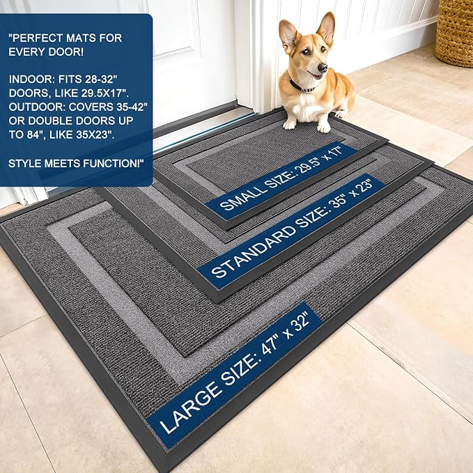 OLANLY Front Door Mat Outside 47x17, All-Season Heavy-Duty Rubber Doormat | - Image 2