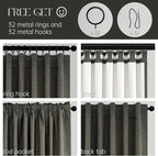 Dark Grey 100% Blackout 132 Inch Long Curtains - Image 7