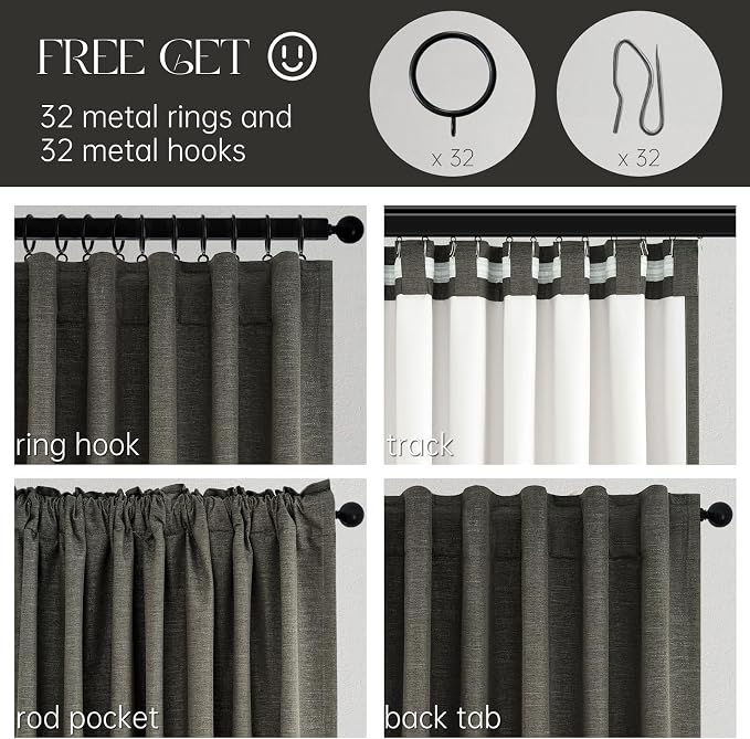 Topfinel Linen Blackout Curtain 90 Inches Long - Image 4