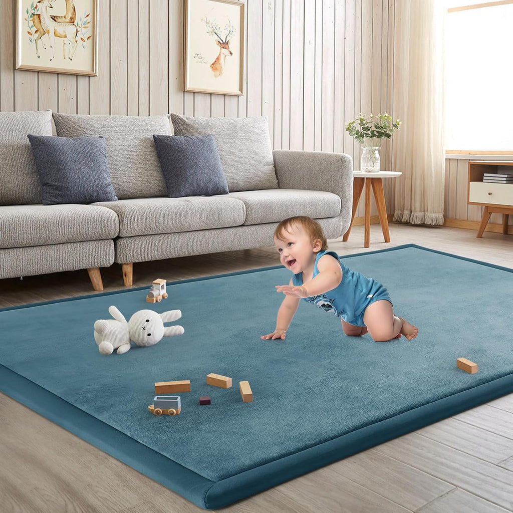 Baby Play Mat 1.2" Thick Memory Foam Nursery Rug Area Rug, 6’7” X 6’7” Yoga Mat Playmat Crawling Mat for Baby,Toddlers, Infants, Kids,Floor Mat Tatami Mat for Living Room with Non-Slip(Green)