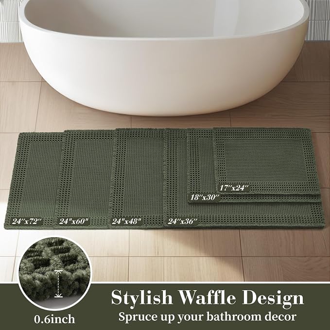 RESARE Waffle Bath Mat for Bathroom, Non Slip Bathroom Rugs 17"x24" Green | - Image 5