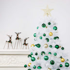 Lulu Home Christmas Ball Ornaments, 34 Ct 1.57" Pre-Strung Hanging Ornament Decorations, Xmas Shatterproof Plastic Balls for Holiday Party Wreath Garlands Trees, Green