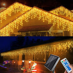 Homeleo Solar Icicle Lights, Outdoor Warm White LED Icicle Lights for Outside Christmas Decorations, Holiday Xmas House Porch Girls Bedroom Decor (14.5Ft/30 Drops/160 LED)