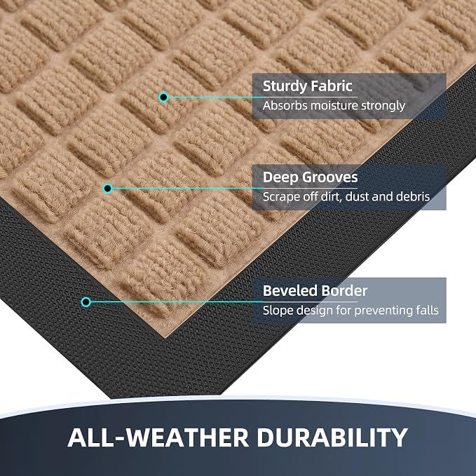 Front Door Mat Outside Entrance, Heavy Duty Waterproof Doormat | 31.5"x20" - Image 3