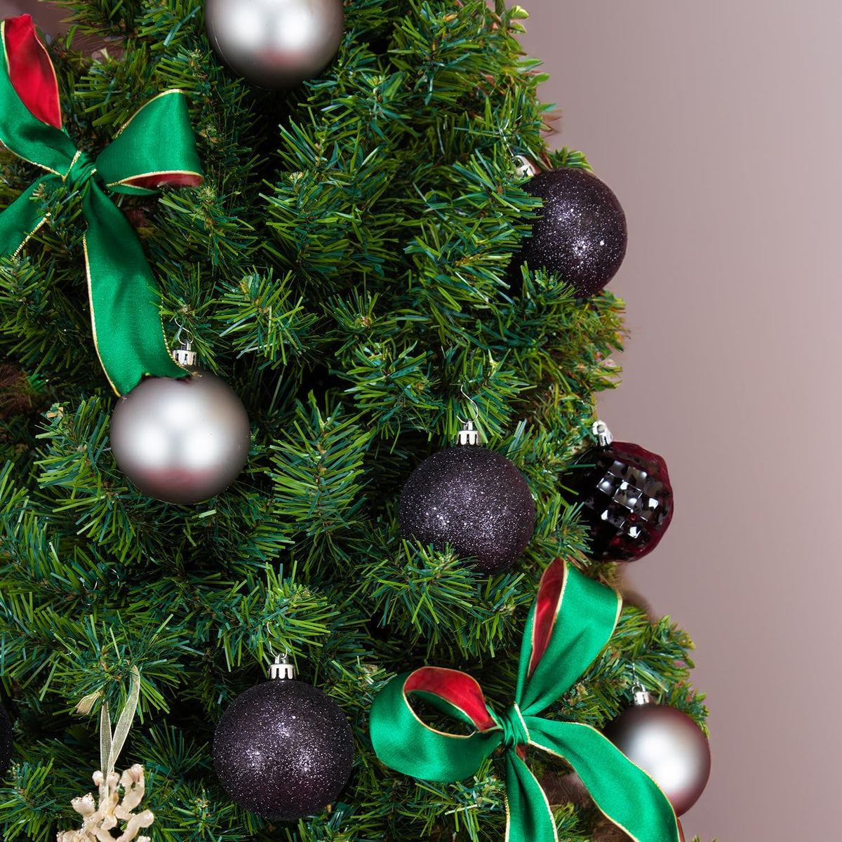 Every Day is Christmas Ornaments, Shatterproof Christmas Tree Ornament Set, Christmas Balls Decoration 35 Count (2.75"/70mm, Black Grey)