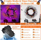 7 Ft 63 LED Halloween Willow Vine Twig Garland with 8 Modes Timer Orange Purple 21 Pumpkin Bats Lights,Halloween Garland with Waterproof Battery Operated for Indoor Wall Fireplace Decorations