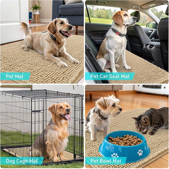 OLANLY Dog Door Mat for Muddy Paws 44x24, Super Absorbent Chenille Mud Mat | - Image 7