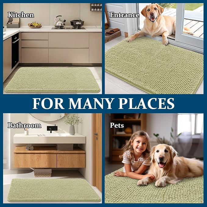 OLANLY Dog Door Mat for Muddy Paws 47x24, Super Absorbent Chenille Mud Mat | - Image 8