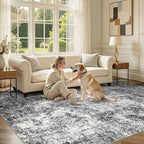 DMOYEST Area Rug Living Room Rugs 10x14 Washable Abstract Grey Carpet | Neutral - Image 5