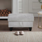 Ottoman Rectangular Storage Ottoman Bench, Flannel Footrest Stool Footstool with Lid for Living Room, Bedroom, Entryway, Khaki, 28.5"x19"x17.5"