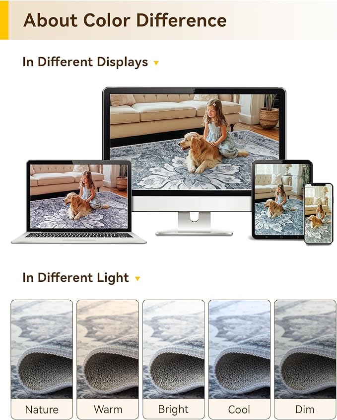 RELEANY Washable Area Rug, Square 10'x10', Water Repellent, Pet Friendly - Image 5