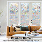 DOWELL Window Privacy Film, Rainbow Window Film, Decorative Stained Glass Clings, Static Cling Door Sticker, Non-Adhesive 3D Decals for Home UV Protection, 35.4 x 78.5 inches